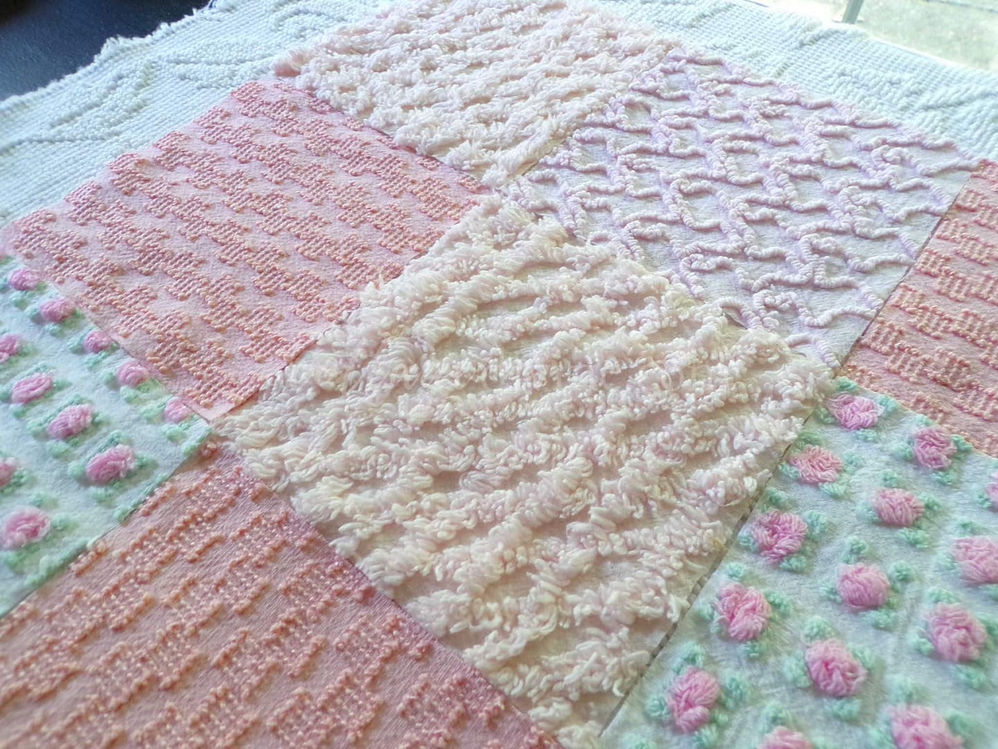 Peach Radiance Quilt Squares Set, Rotary Cut from Vintage Chenille  Bedspread Fabric, 16 Blocks, 6 x 6 inch - The Cottage Divine, a  NIGHTWATCH CO.