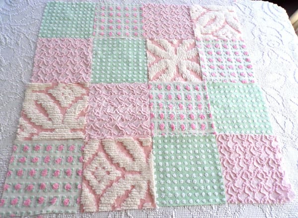 Summer Blooms Vintage Quilt Squares Kit from Chenille Bedspread Fabrics, 6  Blocks, Qty 16 - The Cottage Divine, a NIGHTWATCH CO.