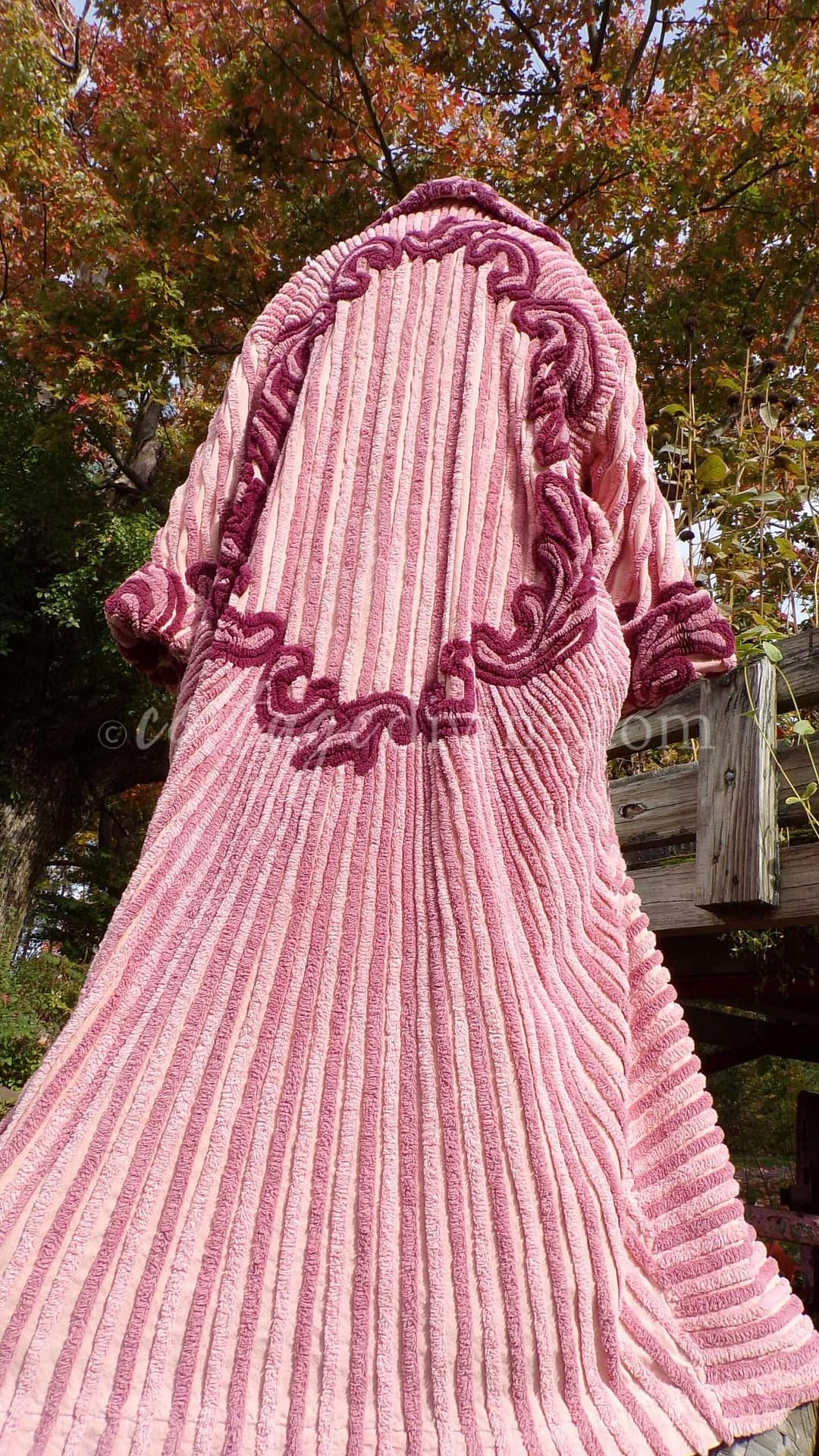 Weighted Plus Size Chenille Robe in Striking Distressed Tonal Mauve 1X, 2X Large Bathrobe